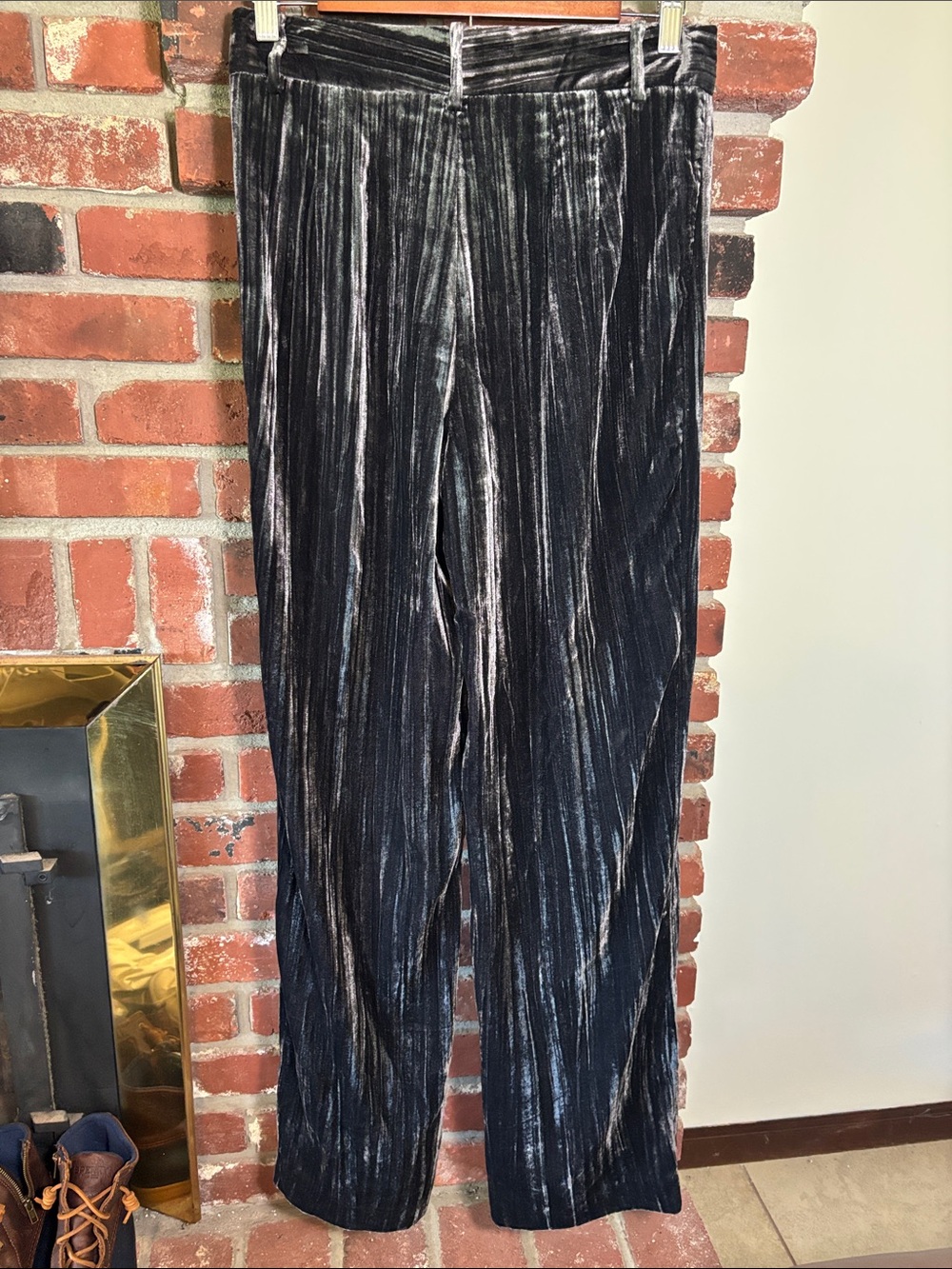 NWOT Zara Crushed Velvet Trousers High-Waist Wide-Leg Pants Size Small - Picture 5 of 5